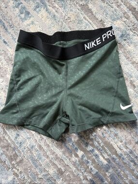 Nike Pro Women's Shorts in Olive Green with Black Waistband